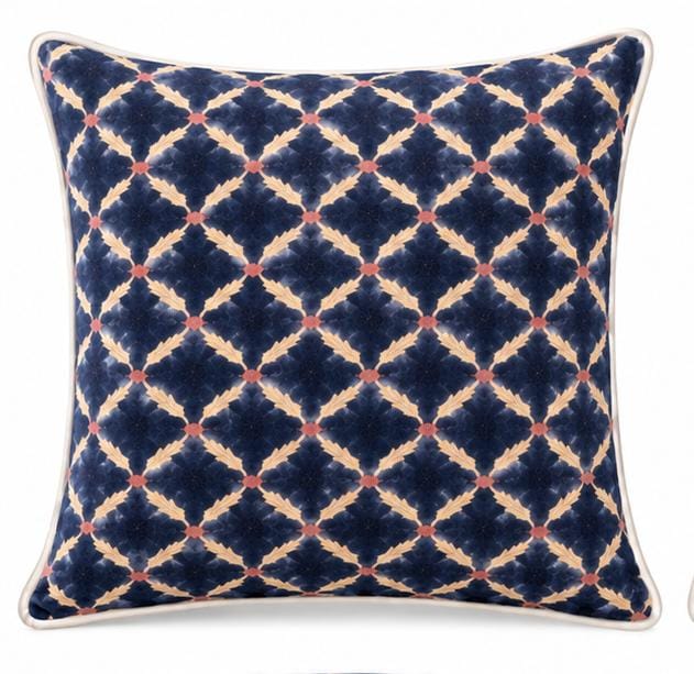 Printed Cotton Cushion Blue 18X18