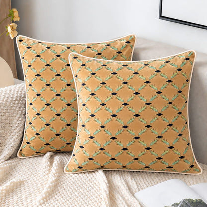 Printed Cotton Cushion Yellow 18X18