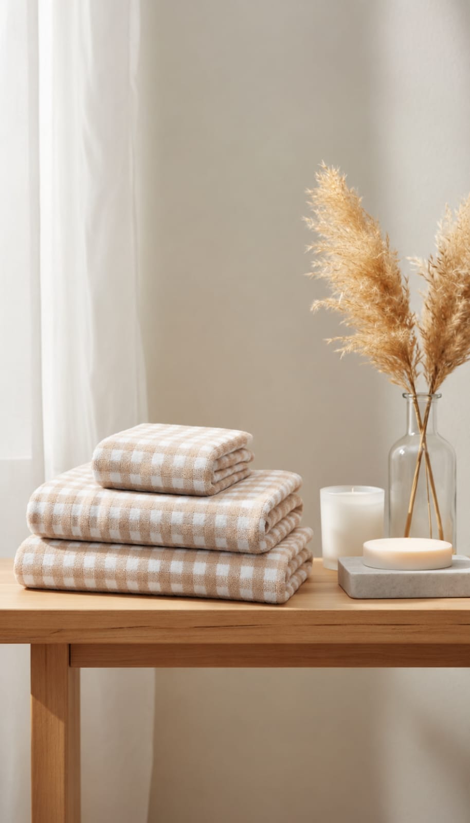 Blue & White Check Face Towel Set of 2