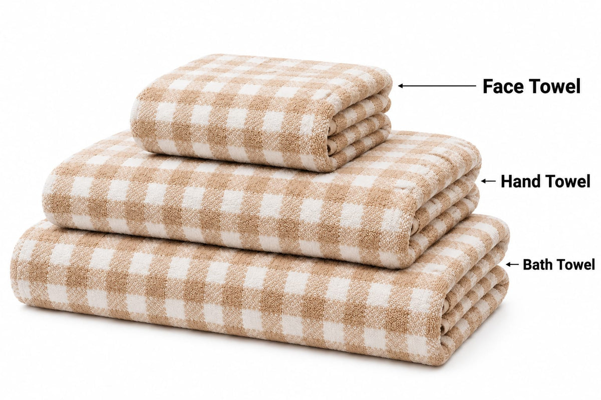 Blue & White Check Face Towel Set of 2