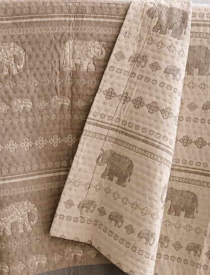 IVORY ELEPHANT BEDSPREAD 95X106 INCH