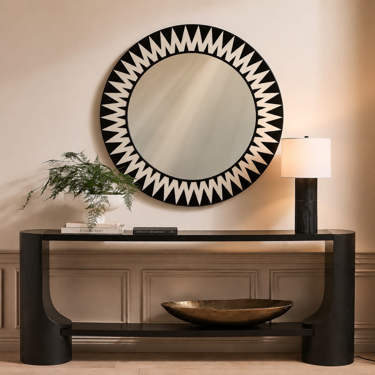 Monochrome Round Mirror