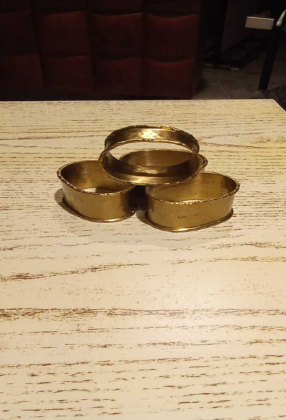 Hammered Rect Round Napkin Ring (Set of 4)